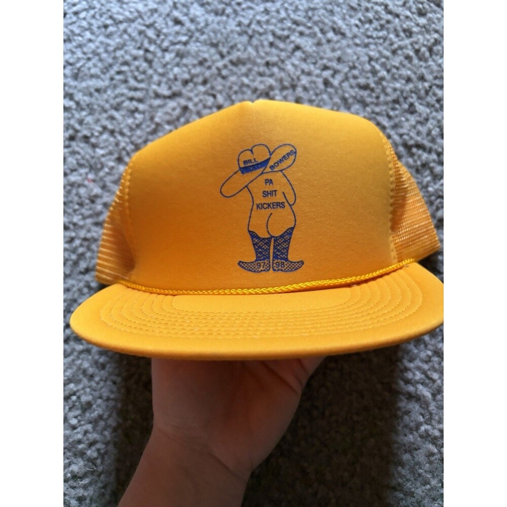 VTG PA SH*T Kickers Mesh Back Trucker Style Hat  Yellow